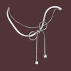 Bow Layered Alloy Necklace 1 Pc - Silver - One Size