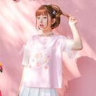 Short-sleeve Cat Print Top