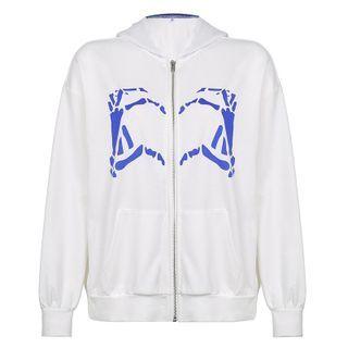 Bone Print Hooded Zip Jacket