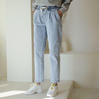 Drawcord-waist Baggy Jeans