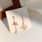 Fan & Origami Crank Faux Crystal Asymmetrical Dangle Earring
