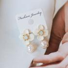 Flower Faux-pearl Earrings Gold - One Size