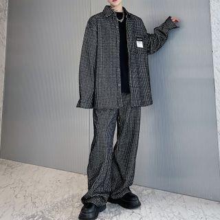 Set: Long Sleeve Applique Shirt + Wide Leg Pants