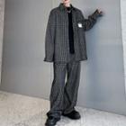 Set: Long Sleeve Applique Shirt + Wide Leg Pants