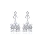 Fashion And Elegant Geometric Wind Chimes Imitation Pearl Earrings With Cubic Zirconia Silver - One Size