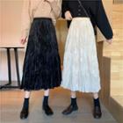Textured Mesh Midi A-line Skirt