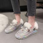 Ribbon Glitter Ankle Snow Boots