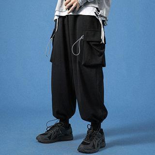 Drawstring-cuff Flap-pocket Sweatpants