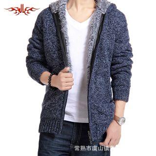 Fleece-lined Hooded Knit Jacket