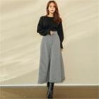 Fringe-hem Button-front Maxi Skirt Ivory - One Size