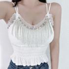 Beaded Cropped Camisole Top