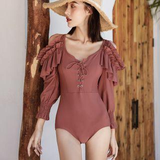 Cold-shoulder Swimsuit / Swim Skirt / Set