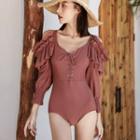 Cold-shoulder Swimsuit / Swim Skirt / Set