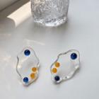 Geometry Drop Earring 1 Pair - Silver Stud - Yellow & Blue - One Size