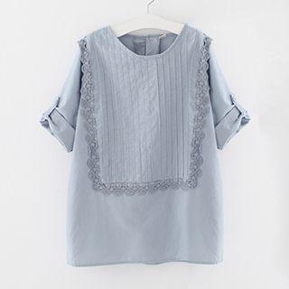 Crochet Trim Long Sleeve Blouse