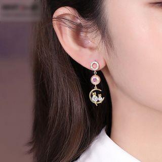 Cat Drop Ear Stud 1 Pair - Gold - One Size