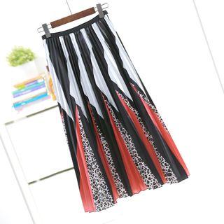 Midi Accordion Pleat Printed Skirt