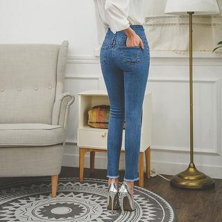Lace-up Waist Zip-back Skinny Jeans