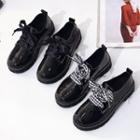 Round-toe Lace-up Faux Leather Platform Shoes