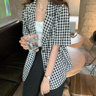 Plaid Blazer Black & White - One Size