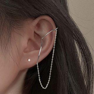 Chained Cuff Earring 1 Pc - Silver - One Size