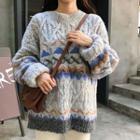 Pattern Rib-knit Sweater