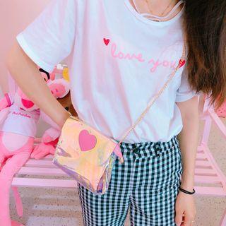 Heart Iridescent Crossbody Pouch