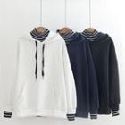 Mock Two-piece Striped Panel Hoodie