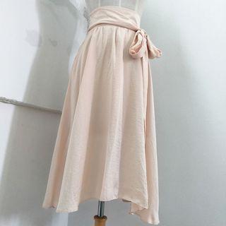 Bow-accent A-line Midi Skirt