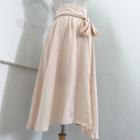 Bow-accent A-line Midi Skirt