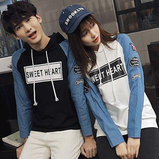 Couple Matching Letter Raglan Hoodie
