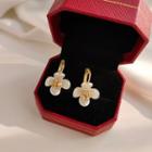 Flower Alloy Dangle Earring 1 Pair - White Flower - Gold - One Size