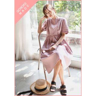 Pintuck Linen Blend A-line Midi Dress