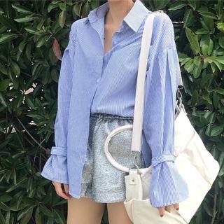 Striped Puff-sleeve Shirt