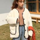 Piped Furry Padded Jacket Off-white - One Size