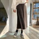 Band-waist Crinkled A-line Skirt