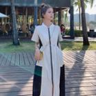 Two-tone Zip Midi A-line Dress