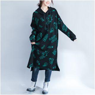Print Midi Hoodie Dress