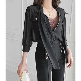 Tie-neck Chiffon Jacket