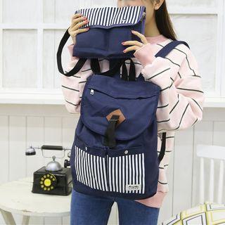 Set: Striped Canvas Backpack + Crossbody Bag