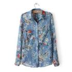 Long-sleeve Floral Blouse