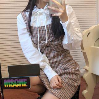 Bow Detail Blouse / Plaid Jumper Dress