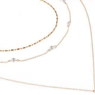Faux-pearl Multi-chain Necklace