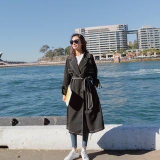 Contrast Stitching Trench Coat