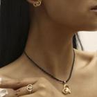 Set: Heart Pendant Necklace + Ring + Earring 01 - Set - Gold - One Size
