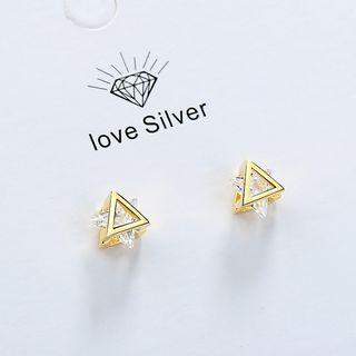 Triangle Rhinestone Accent Earrings