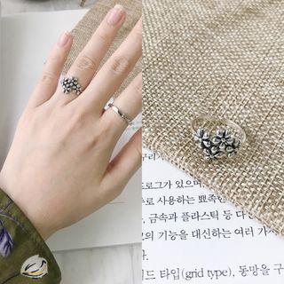 925 Sterling Silver Flower Open Ring K409 - One Size