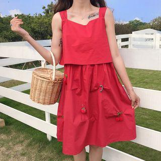 Sleeveless Fruit Detail A-line Dress