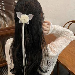 Bow Faux Crystal Ribbon Hair Clamp