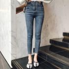 Rhinestone High-waist Skinny Jeans